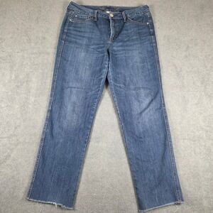 Seven7 Straight Leg Jeans Womens 6 Blue Medium Wash Good Raw Hem Stretch